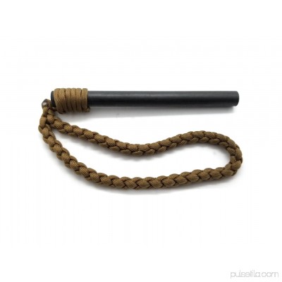 Ferro Rod Fire Starter - The BigDaddy - Tan - 6in by 1/2in with 550 Paracord Loop Handle by Sirius Survival